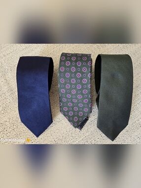 NWT 3 BONOBOS Premium Silk/Wool NeckTie Set - Forest Green, Navy & Green Purple